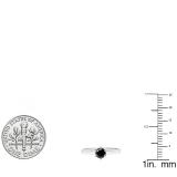 0.50 Carat (ctw) Sterling Silver Round Black Diamond Ladies Solitaire Engagement Ring 1/2 CT
