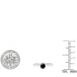 1.00 Carat (ctw) Sterling Silver Round Black Diamond Ladies Solitaire Engagement Ring 1 CT