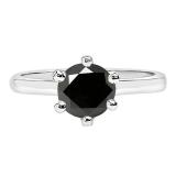 3.00 Carat (ctw) 10K White Gold Round Black Diamond Ladies Solitaire Engagement Ring 3 CT
