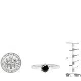 3.00 Carat (ctw) 10K White Gold Round Black Diamond Ladies Solitaire Engagement Ring 3 CT