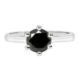 2.50 Carat (ctw) 18K White Gold Round Black Diamond Ladies Solitaire Engagement Ring 2 1/2 CT