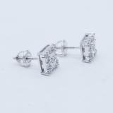 0.20 Carat (ctw) 10K White Gold Baguette & Round White Diamond Ladies Square Frame Stud Earrings
