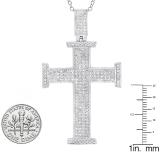0.80 Carat (ctw) 10K White Gold Round White Diamond Cross Pendant 3/4 CT (Silver Chain Included)