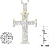 0.80 Carat (ctw) 10K Yellow Gold Round White Diamond Cross Pendant 3/4 CT (Gold Chain Included)