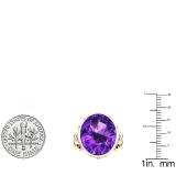 14K Yellow Gold 16X14 MM Oval Amethyst & Round White Diamond Ladies Engagement Ring