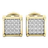 0.05 Carat (ctw) 10K Yellow Gold Round White Diamond Ladies Dice Shape Stud Earrings