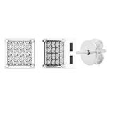 0.05 Carat (ctw) 14K White Gold Round White Diamond Ladies Dice Shape Stud Earrings