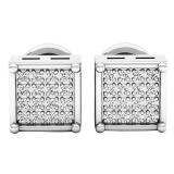 0.05 Carat (ctw) 14K White Gold Round White Diamond Ladies Dice Shape Stud Earrings