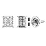 0.05 Carat (ctw) 14K White Gold Round White Diamond Ladies Dice Shape Stud Earrings