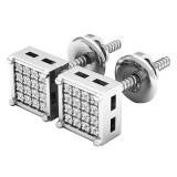 0.05 Carat (ctw) 14K White Gold Round White Diamond Ladies Dice Shape Stud Earrings