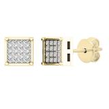 0.05 Carat (ctw) 14K Yellow Gold Round White Diamond Ladies Dice Shape Stud Earrings