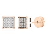 0.05 Carat (ctw) 18K Rose Gold Round White Diamond Ladies Dice Shape Stud Earrings