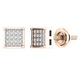 0.05 Carat (ctw) 18K Rose Gold Round White Diamond Ladies Dice Shape Stud Earrings