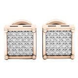 0.05 Carat (ctw) 18K Rose Gold Round White Diamond Ladies Dice Shape Stud Earrings