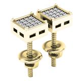 0.05 Carat (ctw) 18K Yellow Gold Round White Diamond Ladies Dice Shape Stud Earrings
