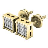 0.05 Carat (ctw) 18K Yellow Gold Round White Diamond Ladies Dice Shape Stud Earrings