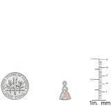 10K White Gold 5 MM Each Trilliant Morganite & Round Diamond Ladies Dangling Earrings