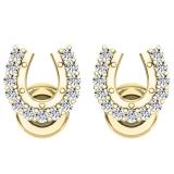 0.15 Carat (ctw) 18K Yellow Gold Round White Diamond Ladies Horseshoe Earrings