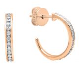 0.23 Carat (ctw) 10K Rose Gold Round White Diamond Ladies Hoop Earrings 1/4 CT