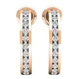 0.23 Carat (ctw) 10K Rose Gold Round White Diamond Ladies Hoop Earrings 1/4 CT