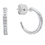 0.23 Carat (ctw) 10K White Gold Round White Diamond Ladies Hoop Earrings 1/4 CT