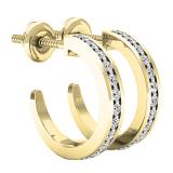 0.23 Carat (ctw) 10K Yellow Gold Round White Diamond Ladies Hoop Earrings 1/4 CT