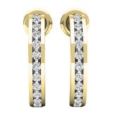 0.23 Carat (ctw) 10K Yellow Gold Round White Diamond Ladies Hoop Earrings 1/4 CT