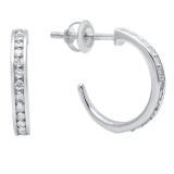 0.23 Carat (ctw) 14K White Gold Round White Diamond Ladies Hoop Earrings 1/4 CT