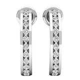 0.23 Carat (ctw) 14K White Gold Round White Diamond Ladies Hoop Earrings 1/4 CT