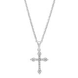 0.23 Carat (ctw) Sterling Silver Round Diamond Ladies Cross Pendant 1/4 CT (Silver Chain Included)