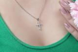 0.23 Carat (ctw) Sterling Silver Round Diamond Ladies Cross Pendant 1/4 CT (Silver Chain Included)