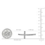 0.10 Carat (ctw) Sterling Silver Round White Diamond Ladies Sideways Cross Bangle Bracelet 1/10 CT