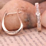 0.18 Carat (ctw) 10K Rose Gold Baguette Diamond Ladies Hoop Earrings