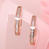 0.18 Carat (ctw) 10K Rose Gold Baguette Diamond Ladies Hoop Earrings