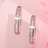 0.18 Carat (ctw) 10K White Gold Baguette Diamond Ladies Hoop Earrings
