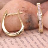0.18 Carat (ctw) 10K Yellow Gold Baguette Diamond Ladies Hoop Earrings