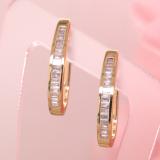 0.18 Carat (ctw) 10K Yellow Gold Baguette Diamond Ladies Hoop Earrings