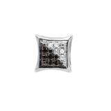 0.05 Carat (ctw) Round Black & White Diamond Kite Shape Stud Earring 14K White Gold (1 Pc Only)