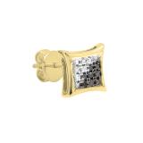 0.05 Carat (ctw) Round Black & White Diamond Kite Shape Stud Earring 14K Yellow Gold (1 Pc Only)