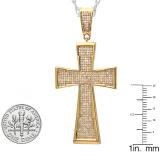 0.98 Carat (ctw) Yellow Plated Sterling Silver Round Diamond Mens Religious Cross Pendant 1 CT