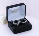 0.48 Carat (ctw) Sterling Silver Round Diamond Men & Women's Engagement Ring Trio Bridal Set 1/2 CT