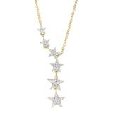 Round White Diamond Graduating Star Necklace with 18 Inch Gold Chain for Women (0.45 ctw, Color I-J, Clarity I1-I2) in 18K Yellow Gold