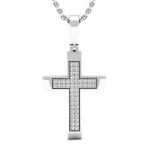 0.15 Carat (ctw) 14K White Gold Round White Diamond Ladies Micro Pave Cross Pendant