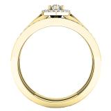 0.48 Carat (ctw) 10K Yellow Gold Marquise & Round White Diamond Bridal Engagement Ring Set 1/2 CT