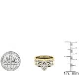 0.48 Carat (ctw) 10K Yellow Gold Marquise & Round White Diamond Bridal Engagement Ring Set 1/2 CT