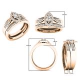 0.48 Carat (ctw) 14K Rose Gold Marquise & Round White Diamond Bridal Engagement Ring Set 1/2 CT