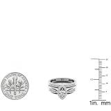 0.48 Carat (ctw) 14K White Gold Marquise & Round White Diamond Bridal Engagement Ring Set 1/2 CT