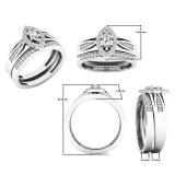 0.48 Carat (ctw) 14K White Gold Marquise & Round White Diamond Bridal Engagement Ring Set 1/2 CT
