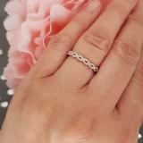 0.13 Carat (ctw) 14K White Gold Round Diamond Ladies Swirl Stackable Wedding Band