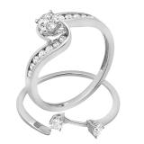 0.73 Carat (ctw) 10K White Gold Round Diamond Ladies Swirl Engagement Ring Set 3/4 CT